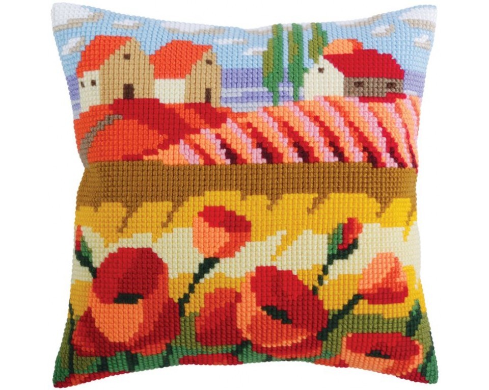 craftvim cross stitch cushion kit poppy field 