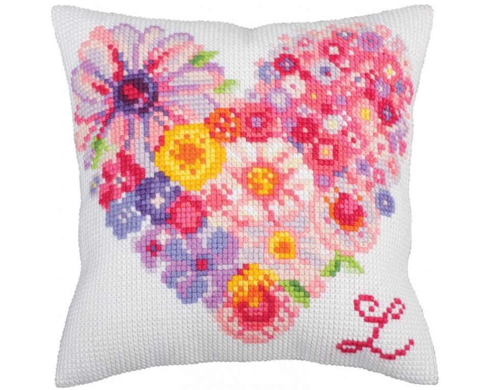 craftvim cross stitch cushion kit pillow with heart