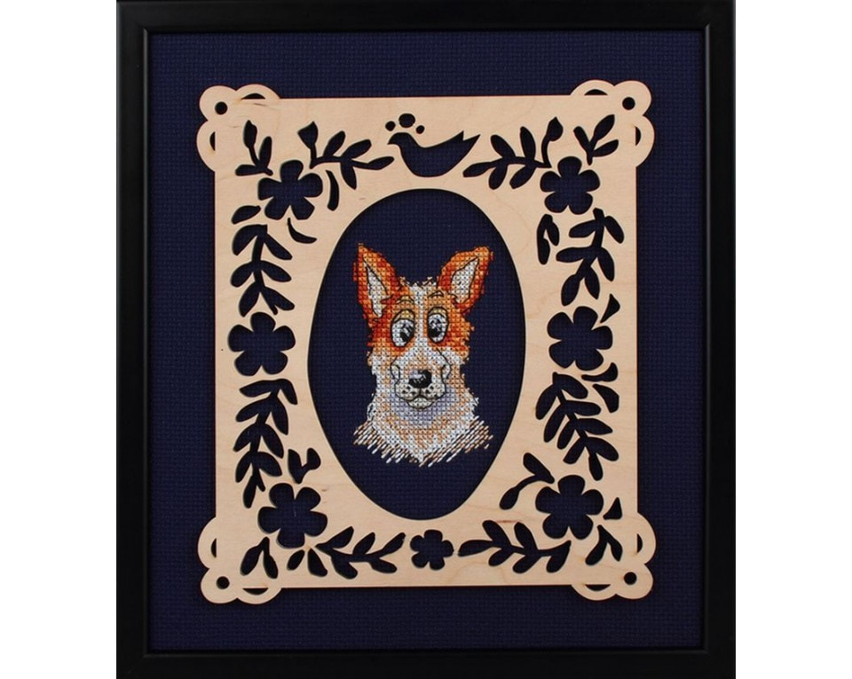 craftvim cross stitch kit with plywood decoration frame dog portrait