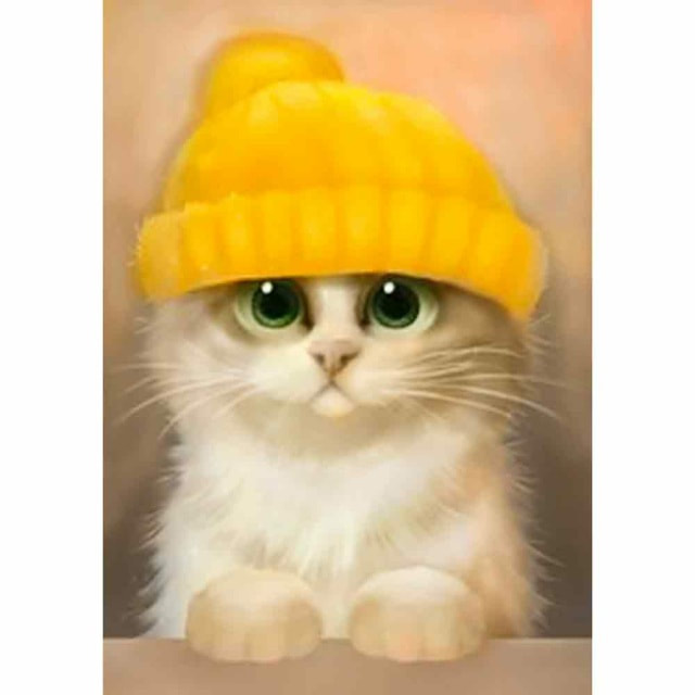 craftvim diamond painting kit kitten in yellow hat