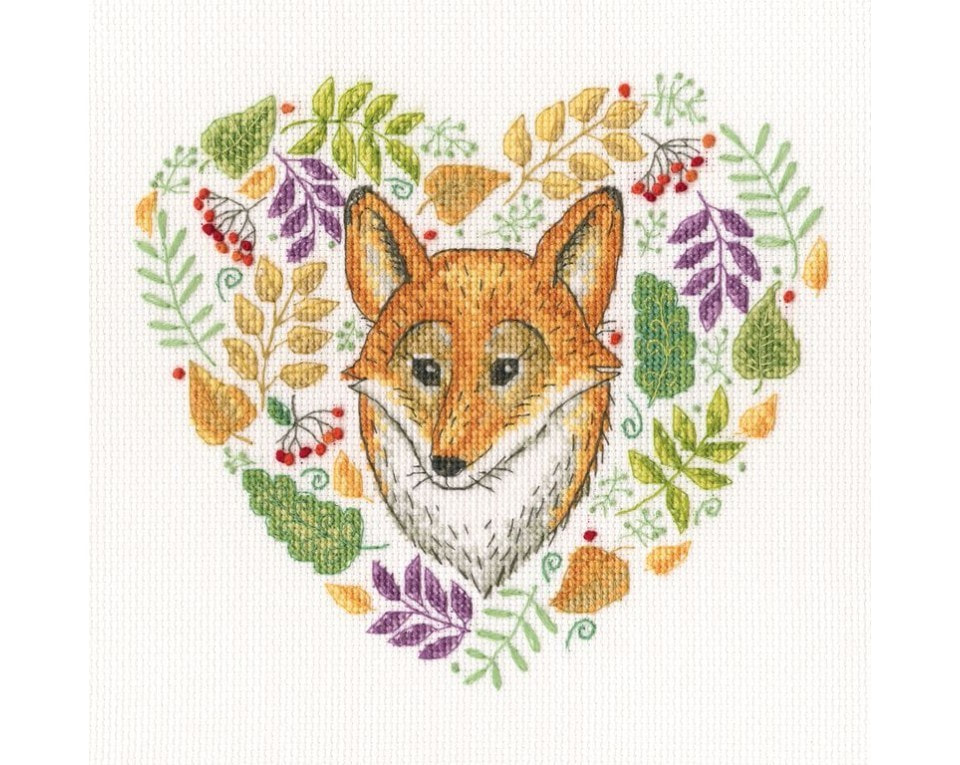 craftvim counted cross stitch kit aida with autumn cute fox 