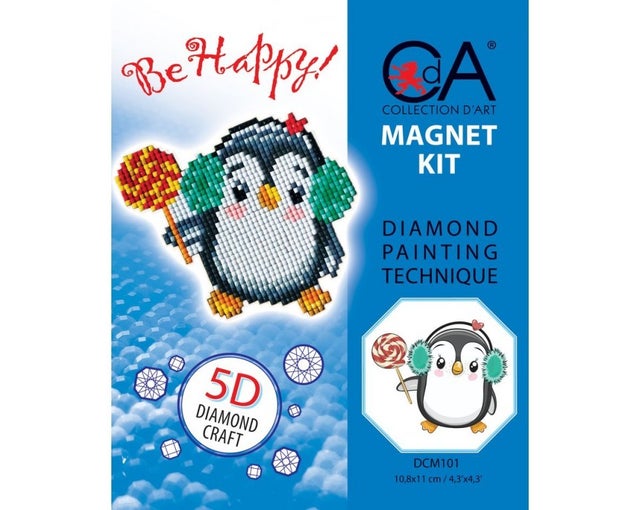 Diamond painting magnet kit by Collection D'Art Penguin with candy