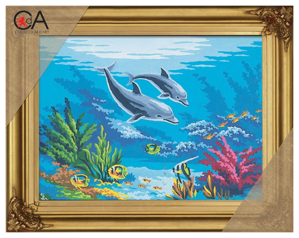 craftvim tapestry printed canvas dolphins in sea
