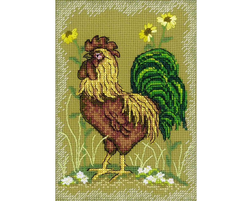 craftvim counted cross stitch kit rooster aida fabric
