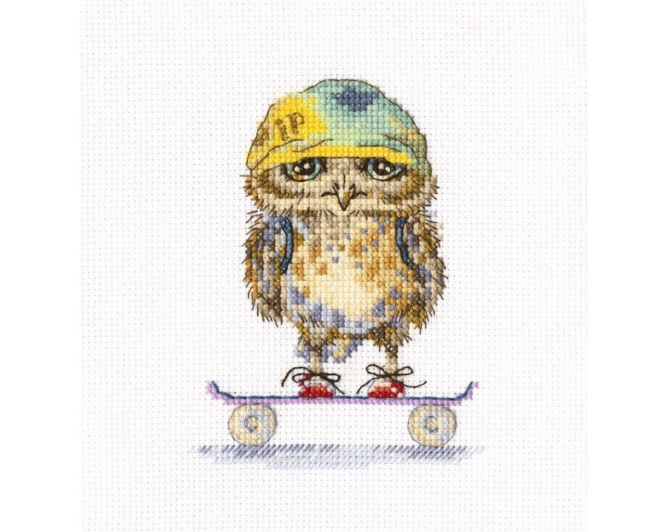 craftvim cross stitch kit skater owl aida fabric