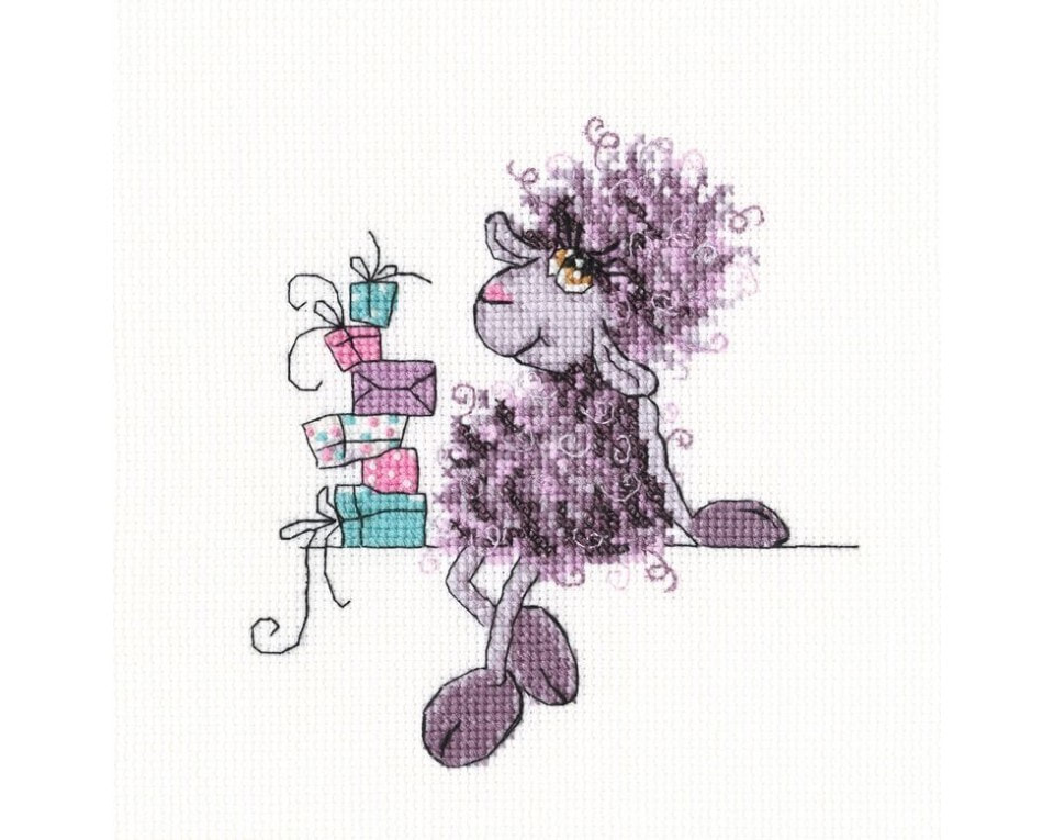 craftvim counted cross stitch kit purple sheep aida fabric