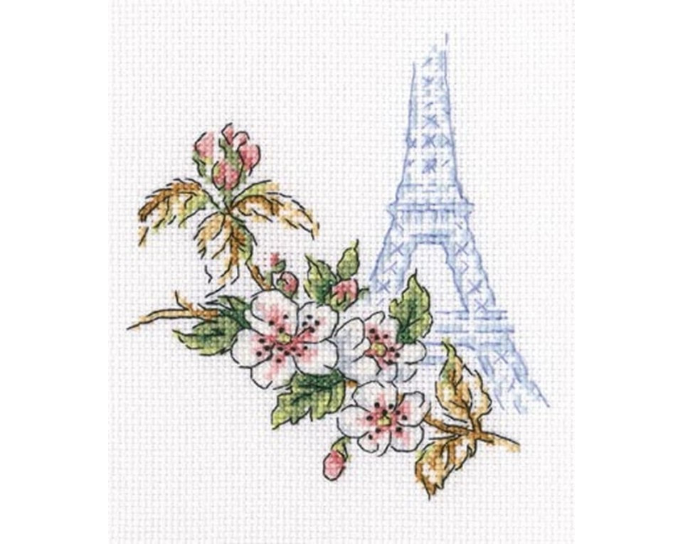 craftvim cross stitch kit paris with sakura flower aida fabric