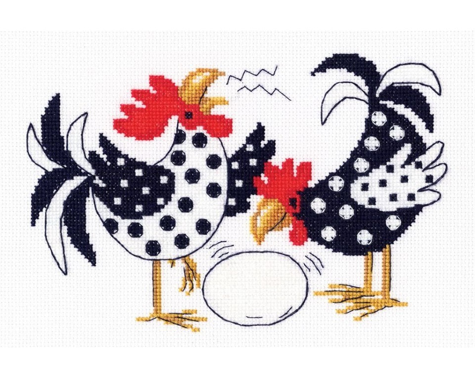 craftvim counted cross stitch kit chickens with egg aida fabric