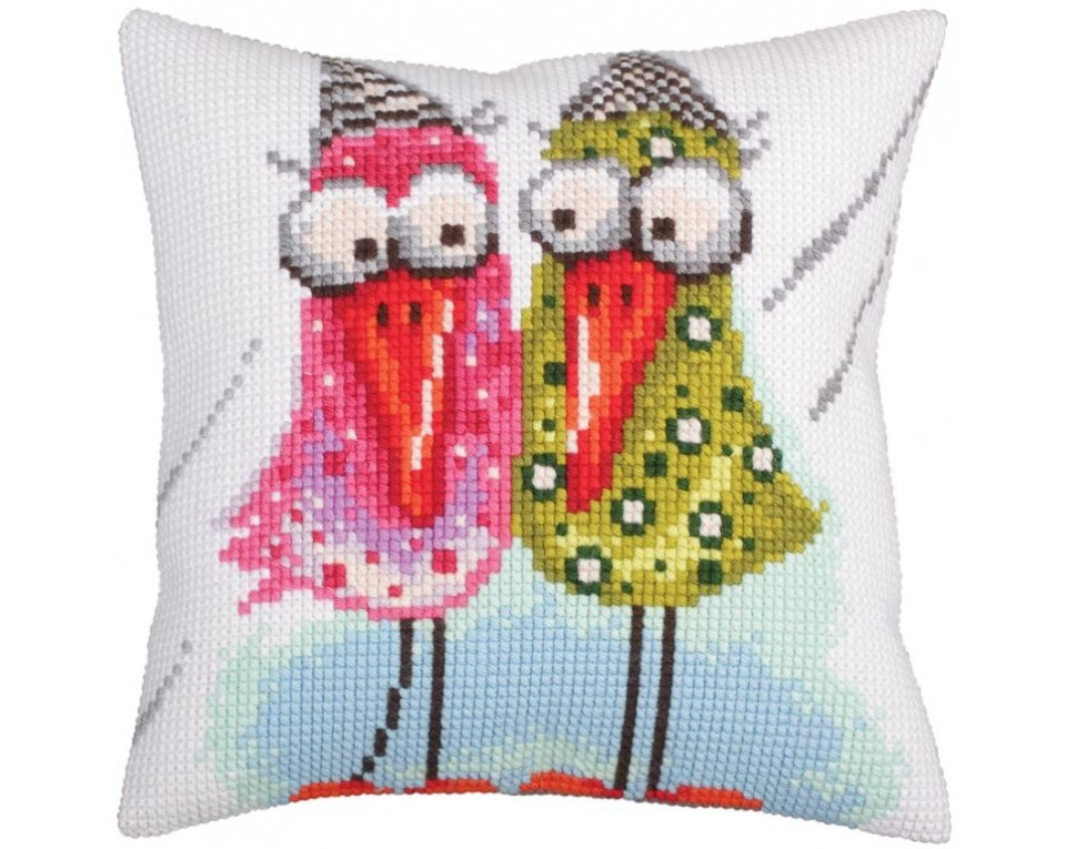 craftvim cross stitch cushion kit couple of birds