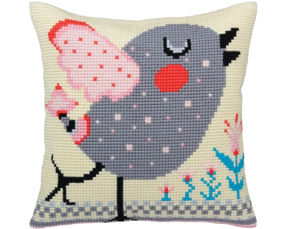 craftvim cross stitch cushion kit singing bird