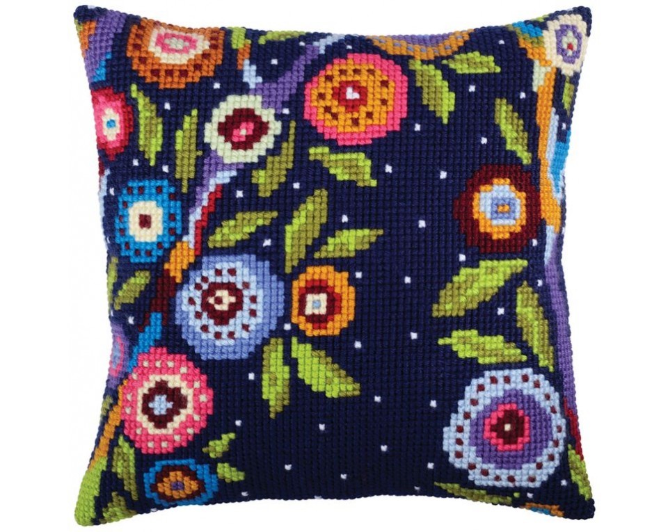 craftvim cross stitch cushion kit blooming flowers