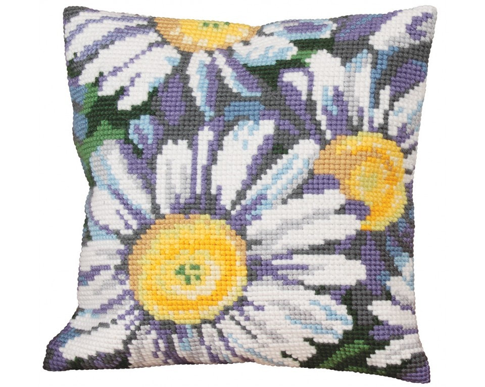 craftvim cross stitch cushion kit daisy pillow