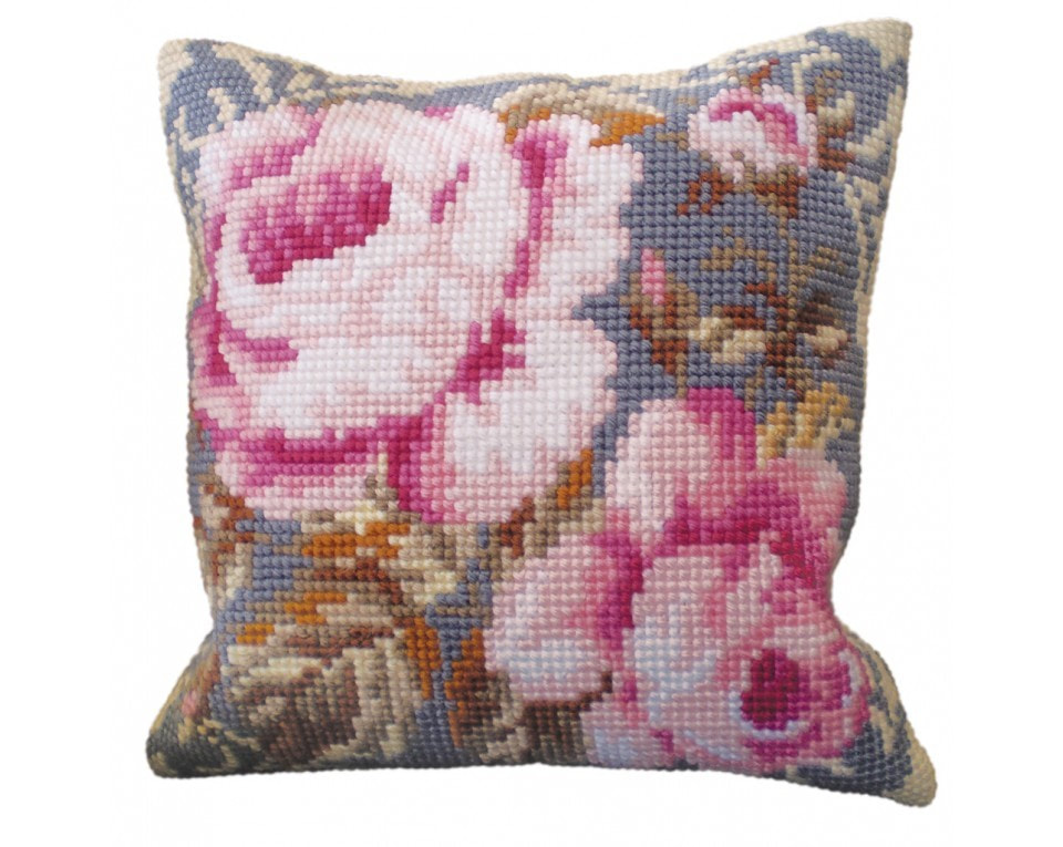 craftvim cross stitch cushion kit pastel roses