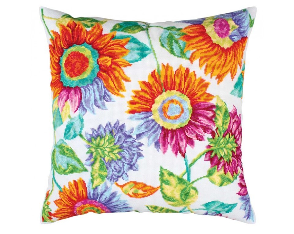 craftvim cross stitch cushion kit colourful sunflowers
