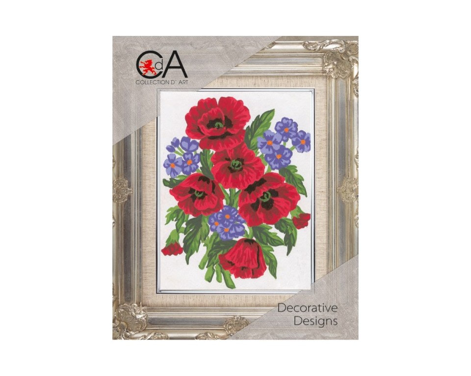 craftvim tapestry printed canvas kit poppies bouquet