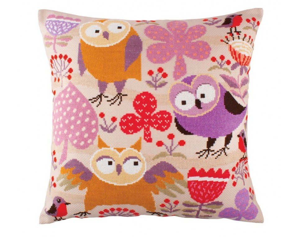 craftvim cross stitch cushion kit cute owls rto