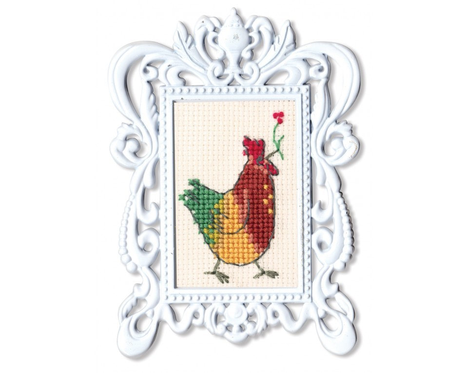craftvim cross stitch kit with frame rooster