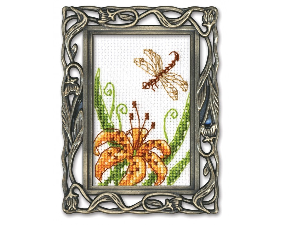 craftvim cross stitch kit with frame flower and bug