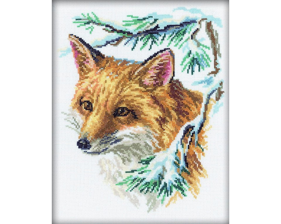 craftvim counted cross stitch kit fox in forest aida fabric