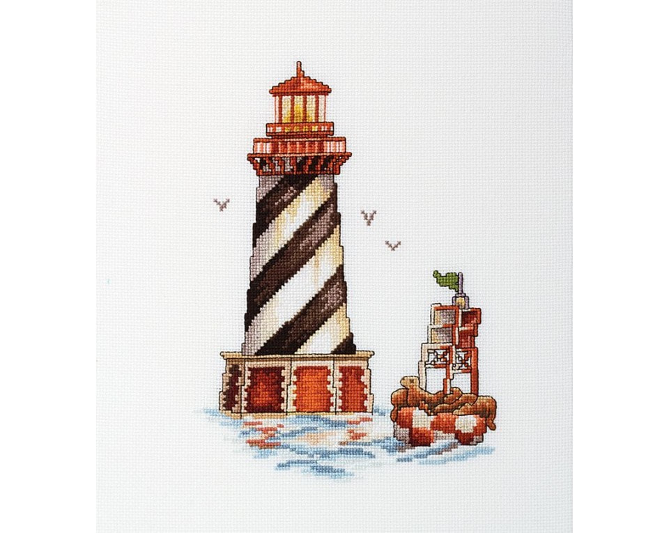 craftvim cross stitch kit lighthouse with seagulls aida fabric