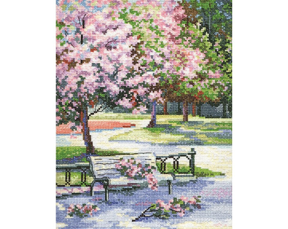craftvim cross stitch kit sakura blossoming park aida fabric