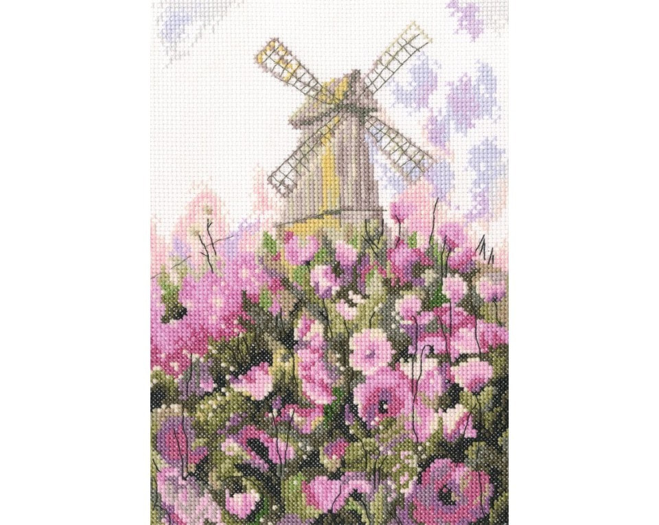 craftvim cross stitch kit watermill and flowers aida fabric