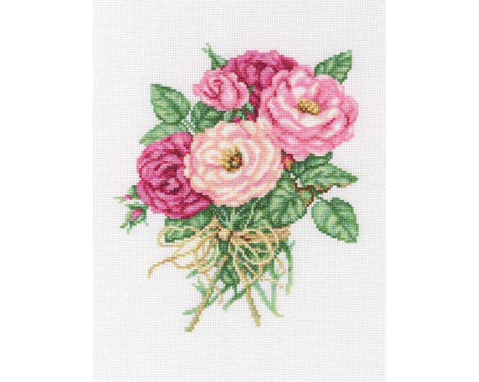 craftvim cross stitch kit roses bouquet aida fabric