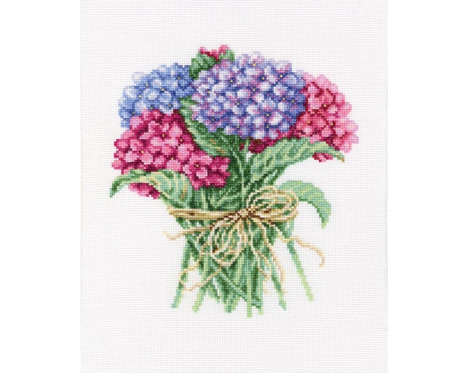 craftvim cross stitch kit hortensia bouquet aida fabric