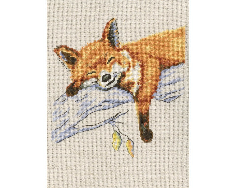 craftvim counted cross stitch kit sleeping fox on tree