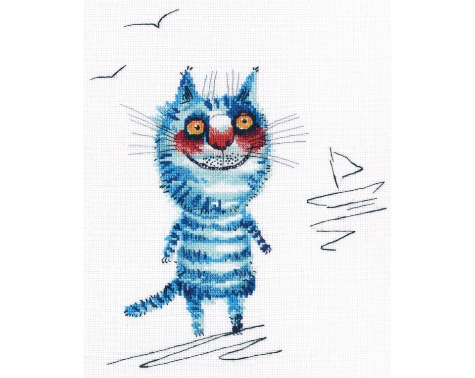 craftvim cross stitch kit water cat aida fabric
