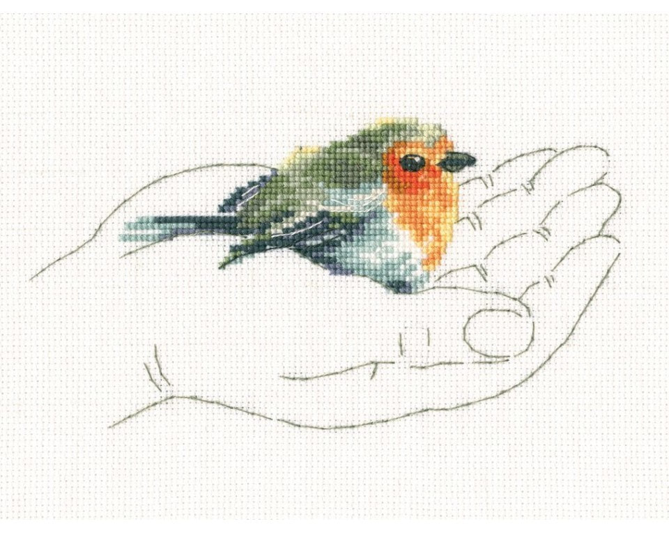 craftvim cross stitch kit bird in hand aida fabric