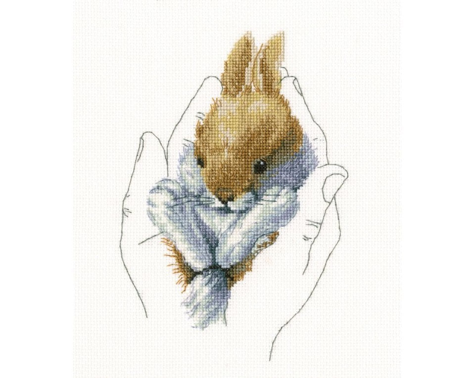 craftvim cross stitch kit bunny in hands aida fabric