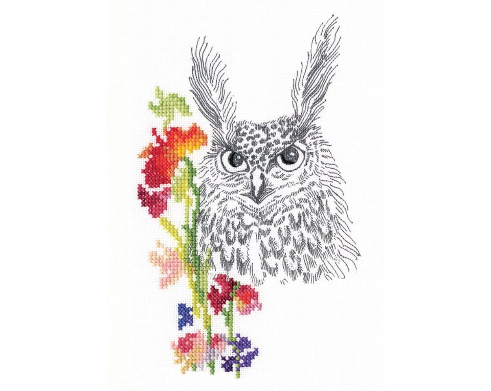 craftvim cross stitch kit owl with flowers
