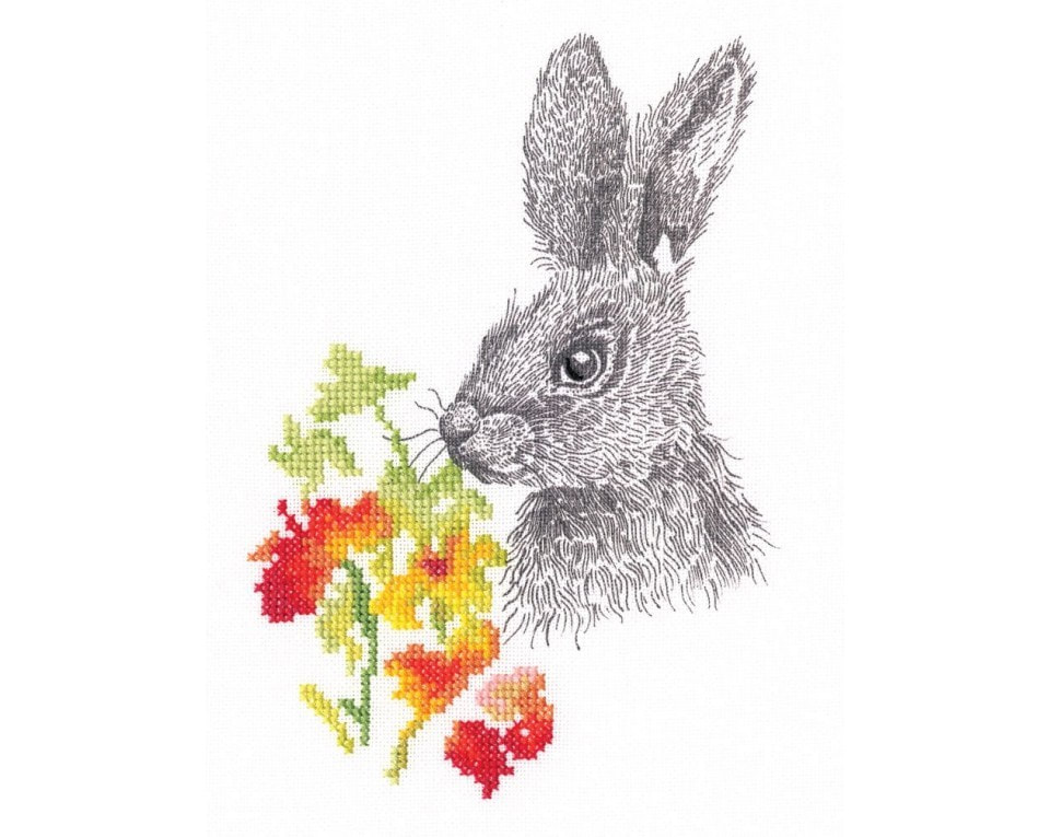 craftvim cross stitch kit rabbit with flowers